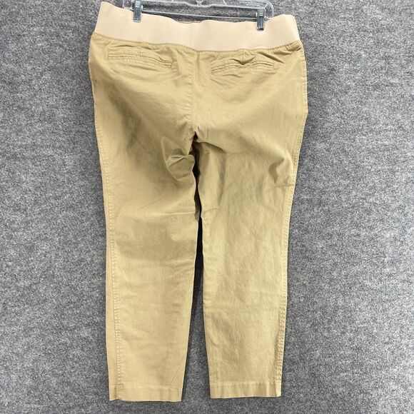 Old Navy Pants Women 12 Maternity Beige Mid Rise Pull On Elastic Waist Skinny - Picture 2 of 10